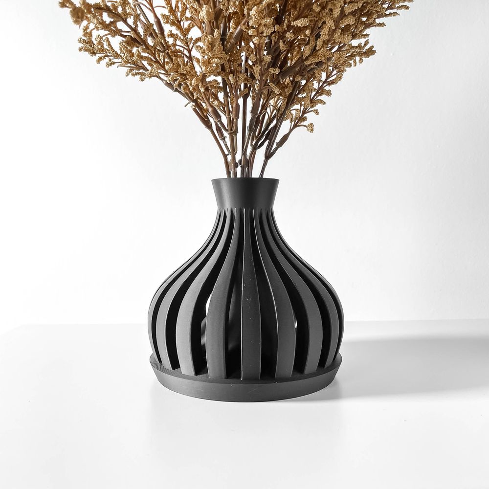 Vase Luni imprimé en 3D - vase à fleurs design 17 cm, décoration intérieure contemporaine, fabriqué en France — impression 3D par Manu3D