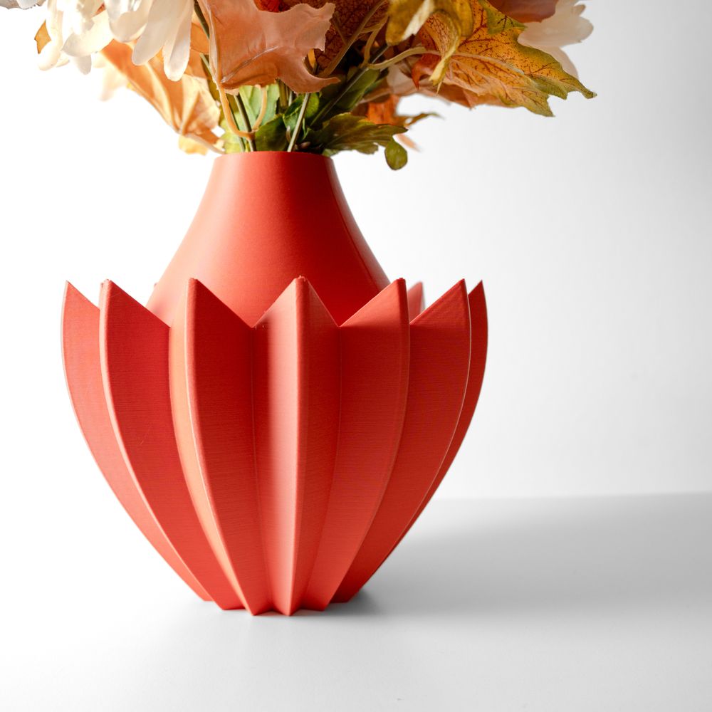 Vase Makio imprimé en 3D - vase à fleurs design 18 cm, décoration intérieure contemporaine, fabriqué en France — impression 3D par Manu3D