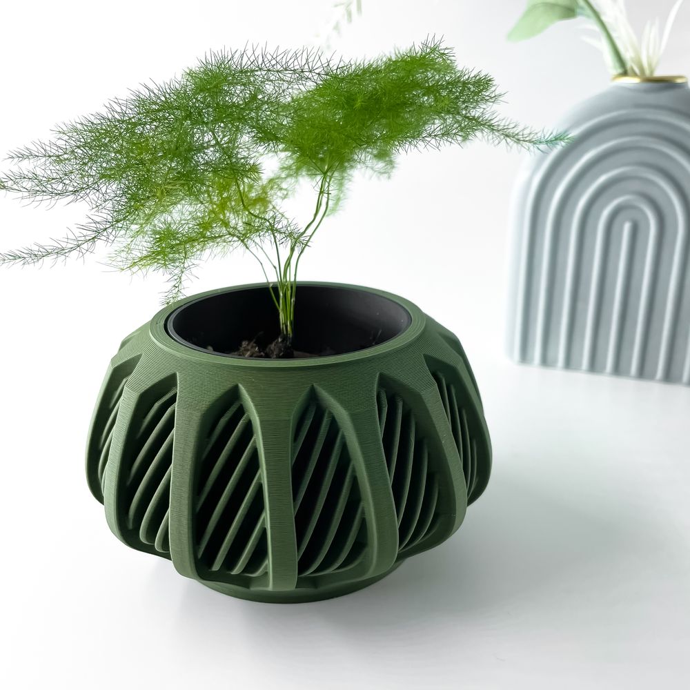Cache-pot Mirex imprimé en 3D - pot de fleurs design 12 cm, décoration intérieure contemporaine, fabriqué en France — impression 3D par Manu3D
