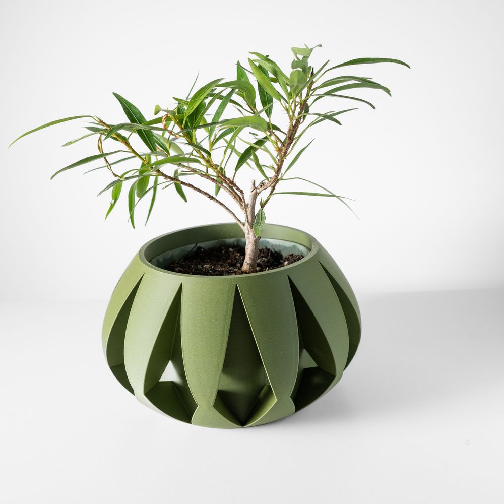 Cache-pot Moki imprimé en 3D - pot de fleurs design 18 cm, décoration intérieure contemporaine, fabriqué en France — impression 3D par Manu3D