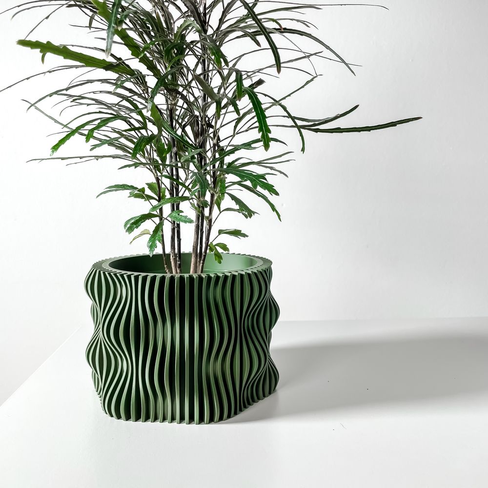 Cache-pot Muxel imprimé en 3D - pot de fleurs design 15 cm (150 mm), décoration intérieure contemporaine, fabriqué en France — impression 3D par Manu3D