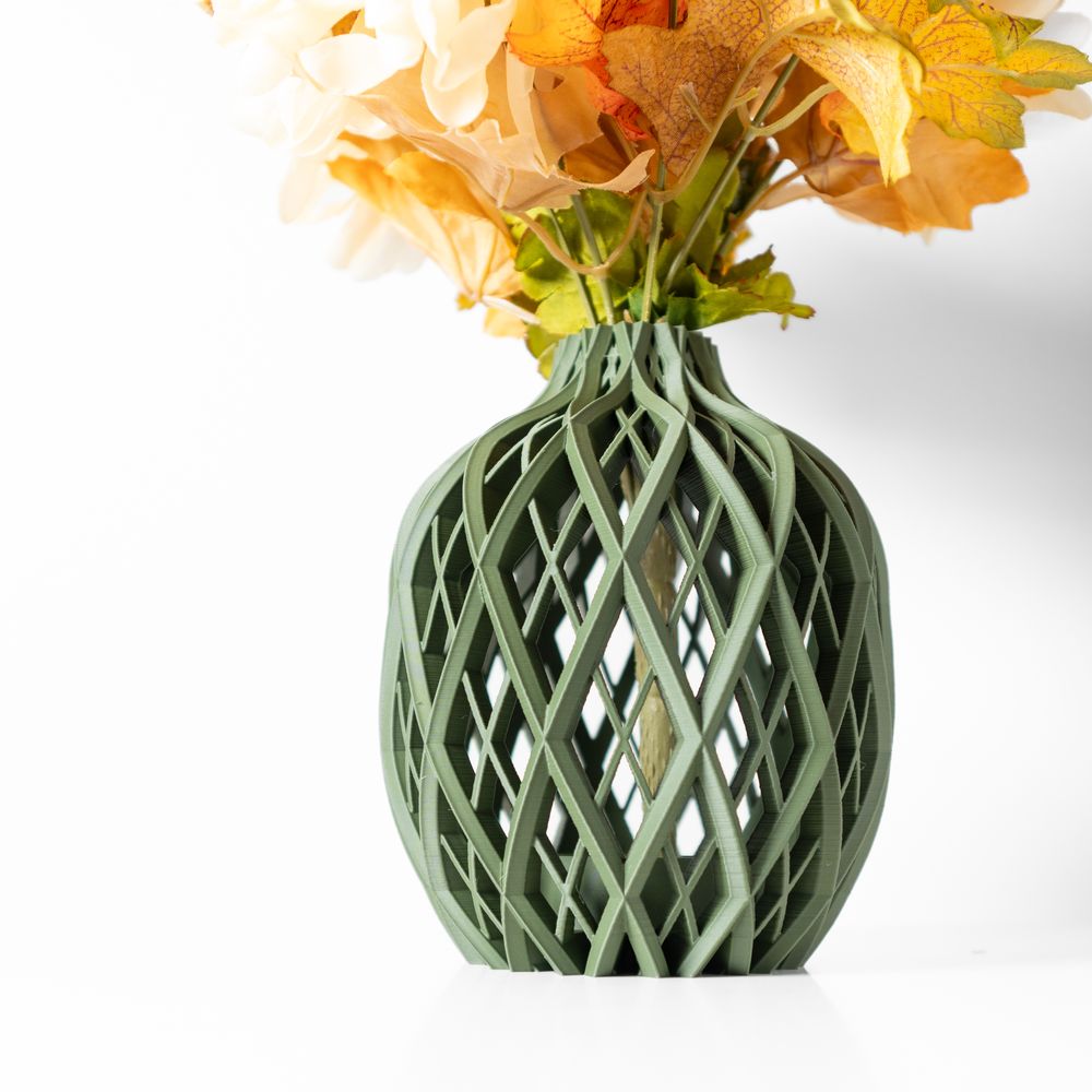 Vase Noki imprimé en 3D - vase à fleurs design 18 cm, décoration intérieure contemporaine, fabriqué en France — impression 3D par Manu3D
