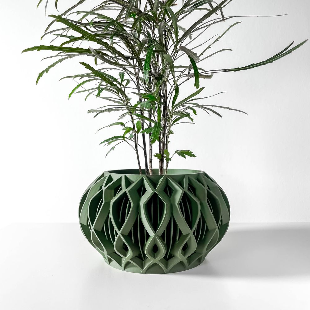 Cache-pot Octa imprimé en 3D - pot de fleurs design 18 cm, décoration intérieure contemporaine, fabriqué en France — impression 3D par Manu3D