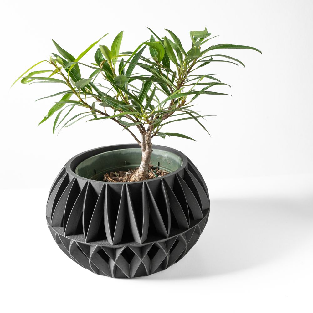 Cache-pot Oku imprimé en 3D - pot de fleurs design 17 cm (173 mm), décoration intérieure contemporaine, fabriqué en France — impression 3D par Manu3D