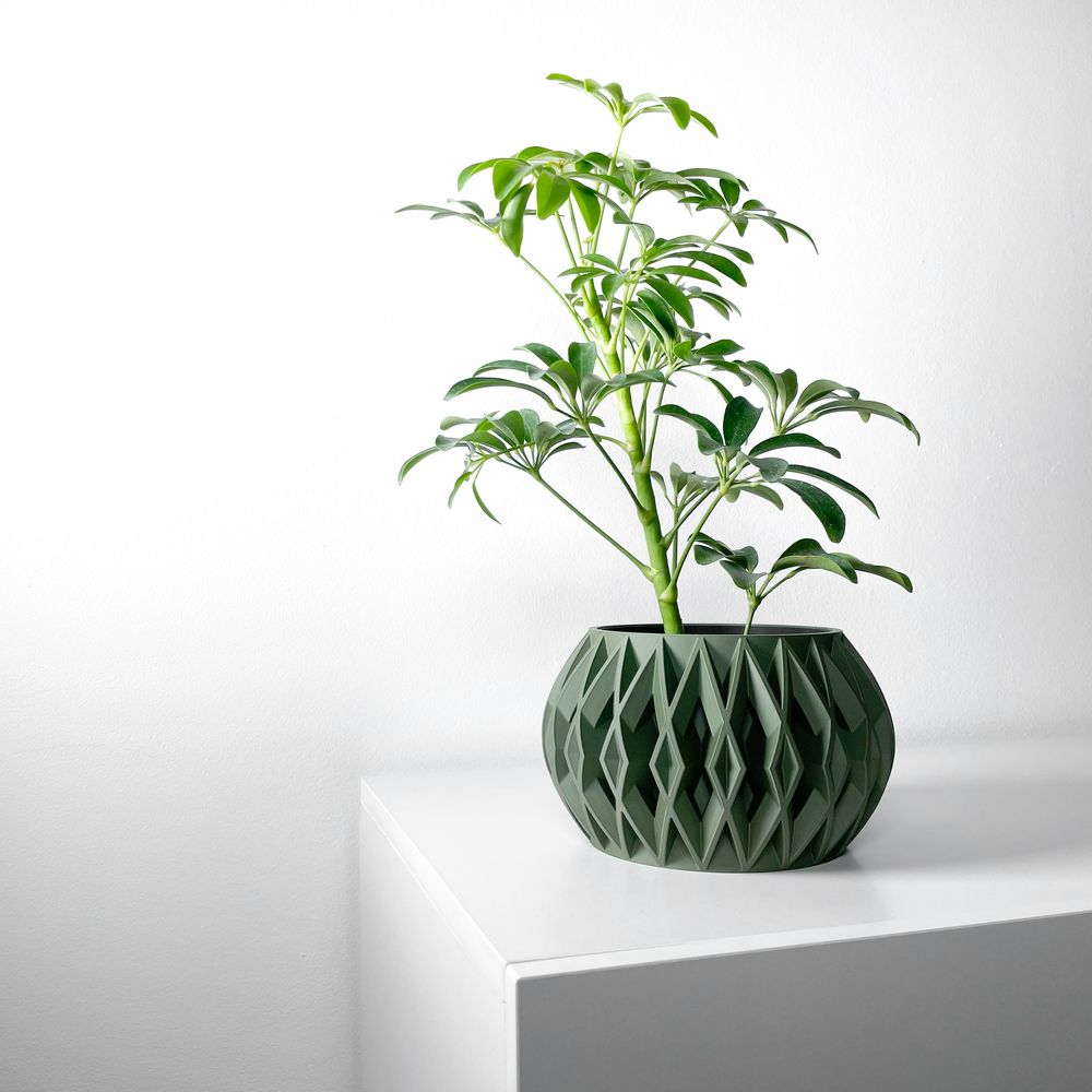 Cache-pot Orik imprimé en 3D - pot de fleurs design 16 cm (165 mm), décoration intérieure contemporaine, fabriqué en France — impression 3D par Manu3D