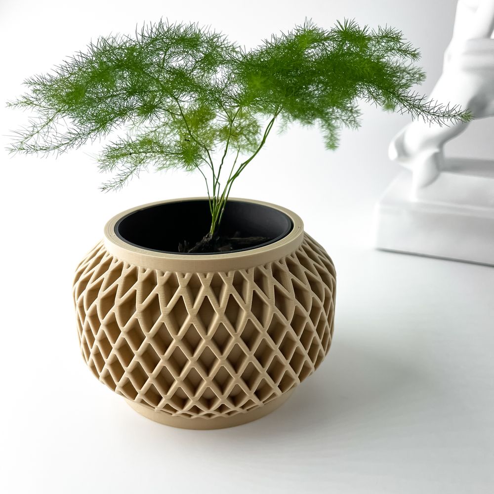 Cache-pot Orto imprimé en 3D - pot de fleurs design 11 cm, décoration intérieure contemporaine, fabriqué en France — impression 3D par Manu3D