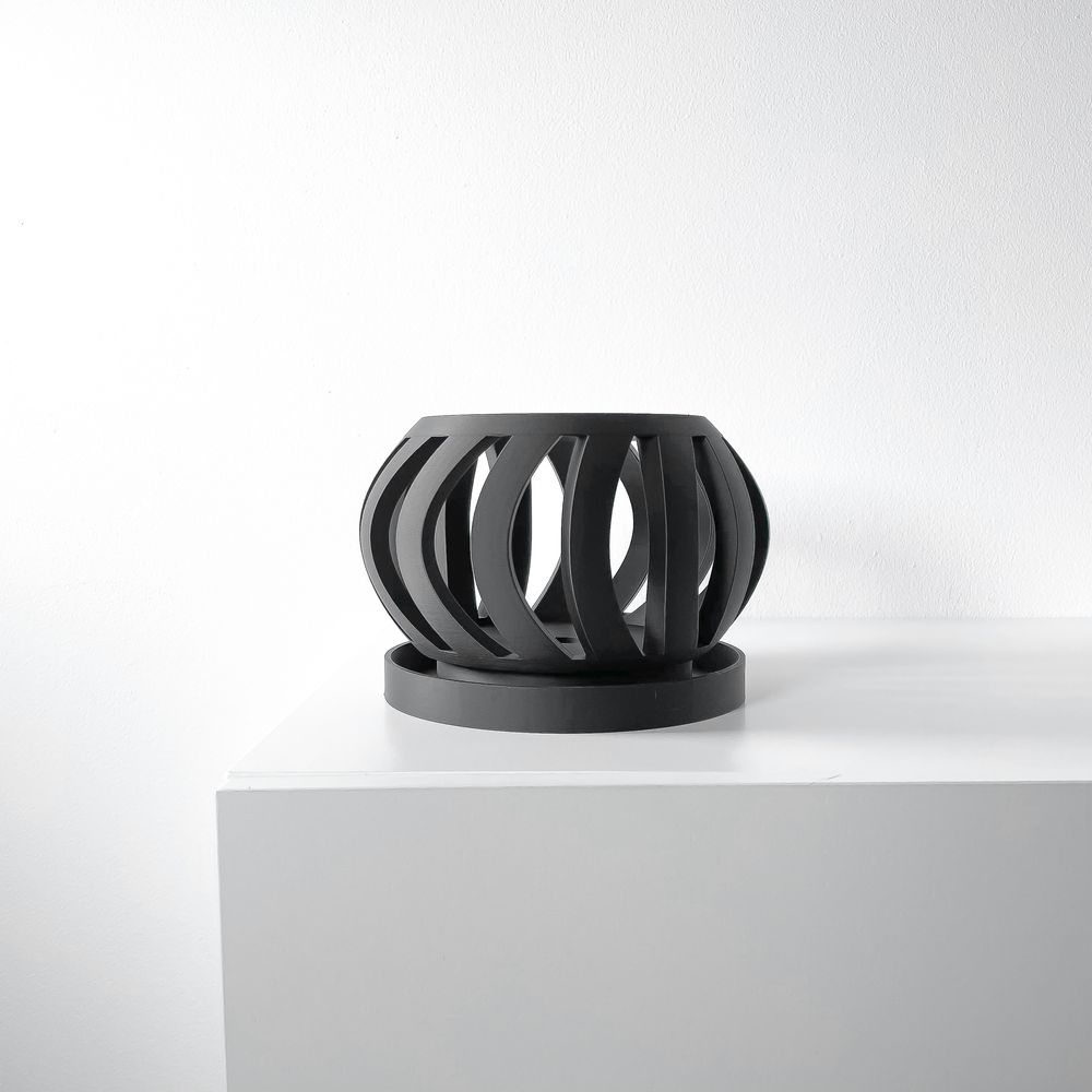 Cache-pot Oryx imprimé en 3D - pot de fleurs design 18 cm, décoration intérieure contemporaine, fabriqué en France — impression 3D par Manu3D