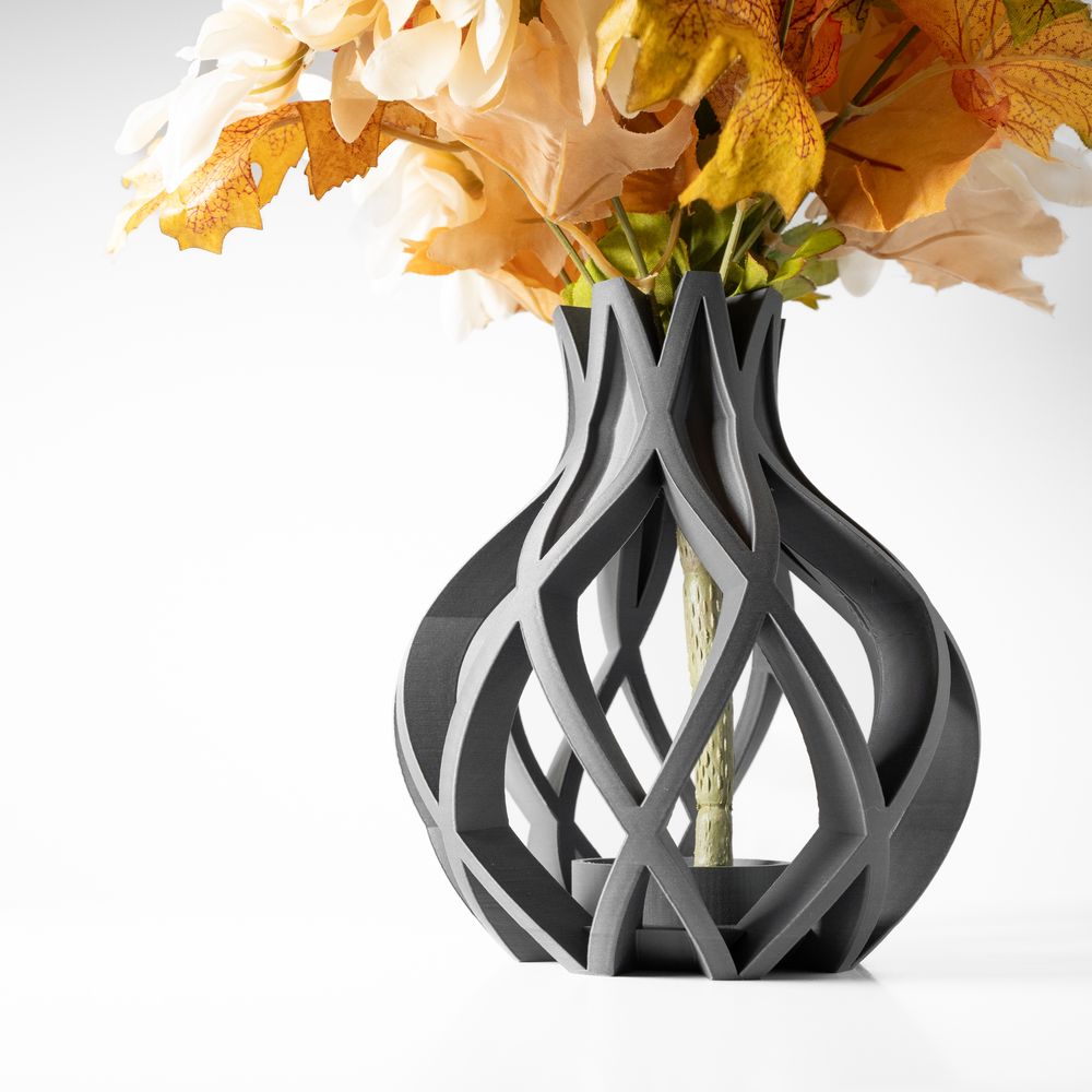 Vase Oukan imprimé en 3D - vase à fleurs design 18 cm, décoration intérieure contemporaine, fabriqué en France — impression 3D par Manu3D
