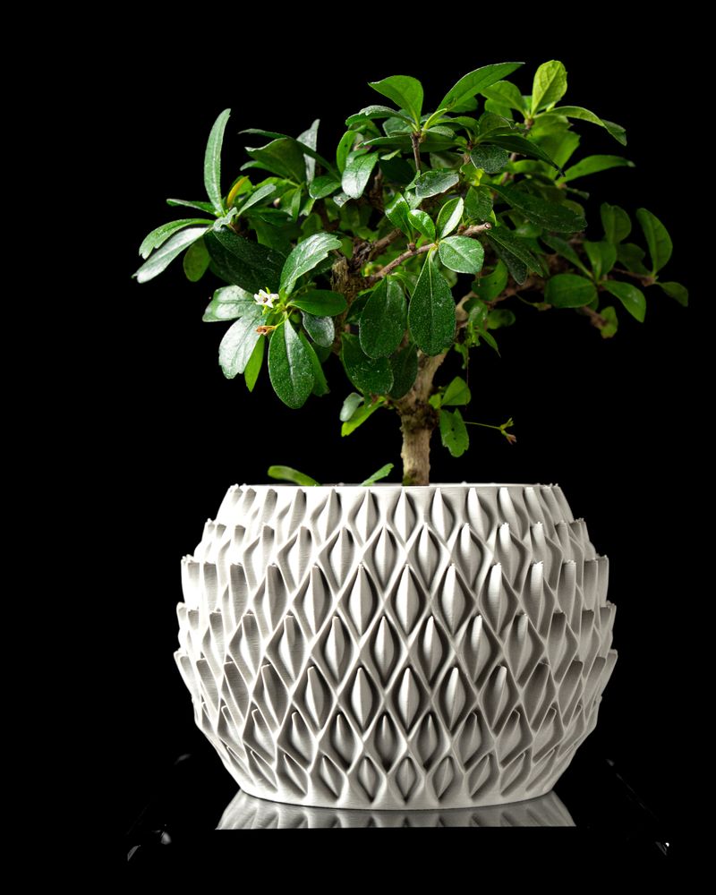 Cache-pot Petal imprimé en 3D - pot de fleurs design 16 cm, décoration intérieure contemporaine, fabriqué en France — impression 3D par Manu3D