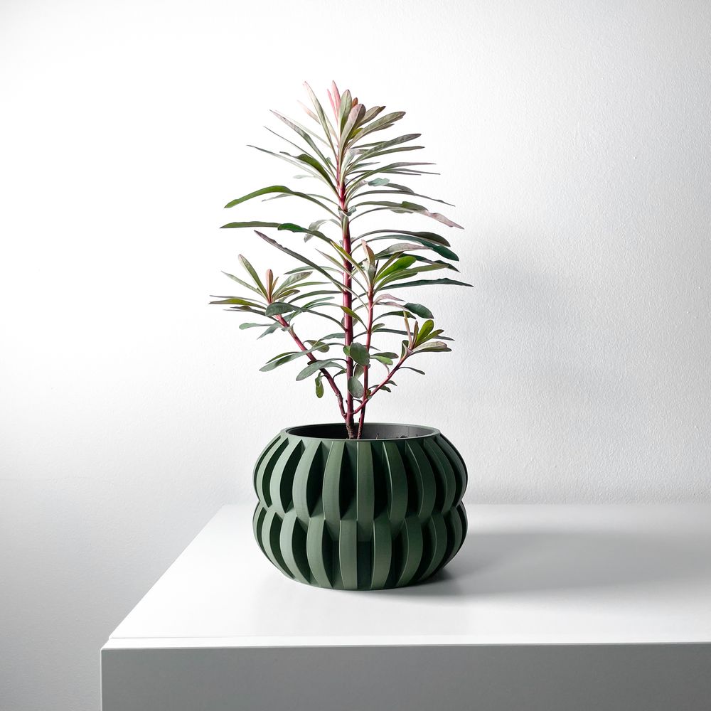 Cache-pot Povan imprimé en 3D - pot de fleurs design 16 cm, décoration intérieure contemporaine, fabriqué en France — impression 3D par Manu3D