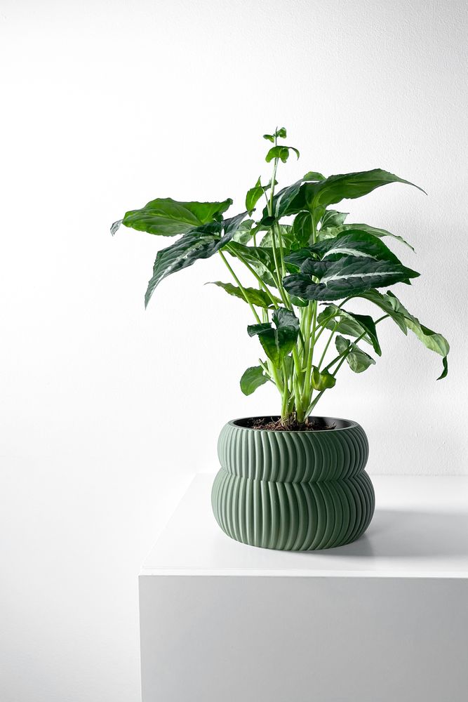 Cache-pot Quarn imprimé en 3D - pot de fleurs design 15 cm, décoration intérieure contemporaine, fabriqué en France — impression 3D par Manu3D