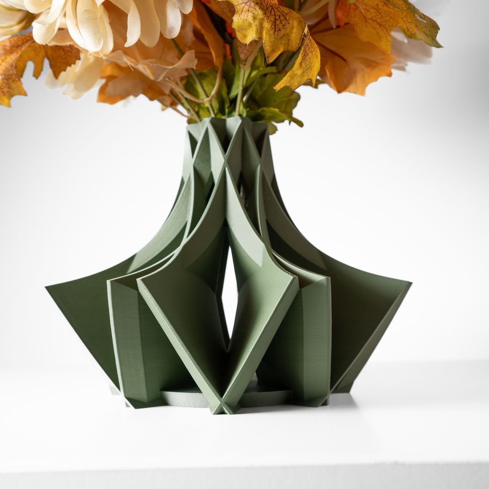 Vase Ramo imprimé en 3D - vase à fleurs design 19 cm, décoration intérieure contemporaine, fabriqué en France — impression 3D par Manu3D