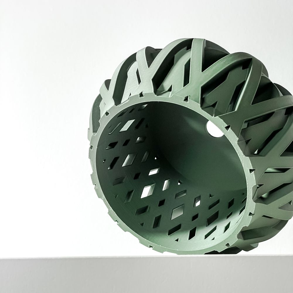 Cache-pot Rimo imprimé en 3D - pot de fleurs design 18 cm, décoration intérieure contemporaine, fabriqué en France — impression 3D par Manu3D