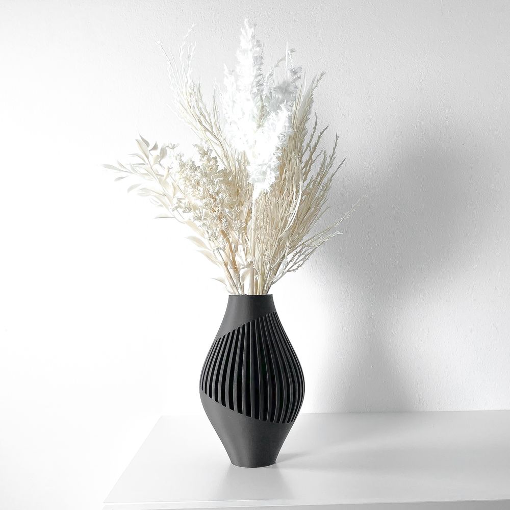 Vase Rinex imprimé en 3D - vase à fleurs design 31 cm, décoration intérieure contemporaine, fabriqué en France — impression 3D par Manu3D