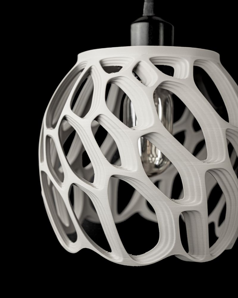Suspension Ringo imprimée en 3D - abat-jour ajouré design 19 cm, décoration intérieure contemporaine, fabriquée en France — impression 3D par Manu3D