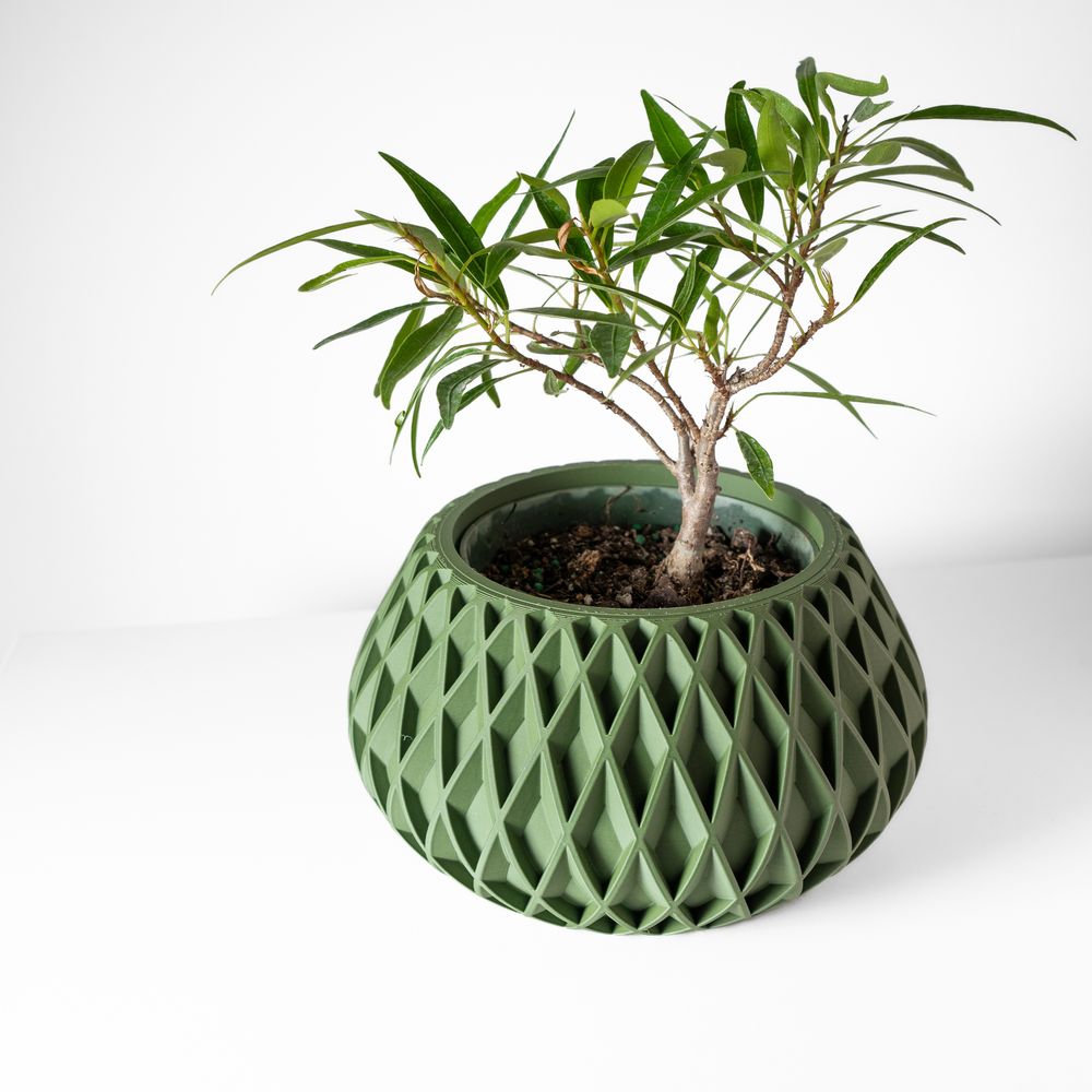 Cache-pot Rivio imprimé en 3D - pot de fleurs design 18 cm, décoration intérieure contemporaine, fabriqué en France — impression 3D par Manu3D