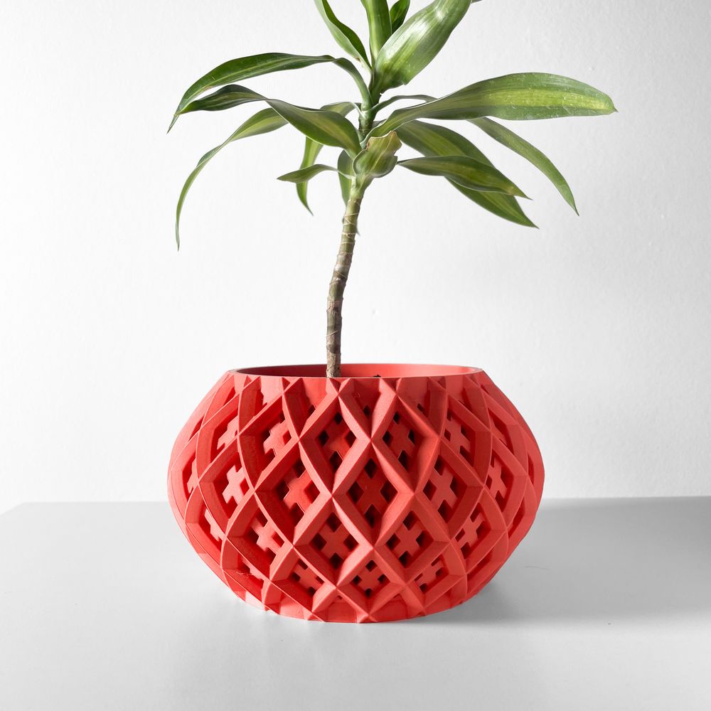 Cache-pot Rokio imprimé en 3D - pot de fleurs design 18 cm, décoration intérieure contemporaine, fabriqué en France — impression 3D par Manu3D