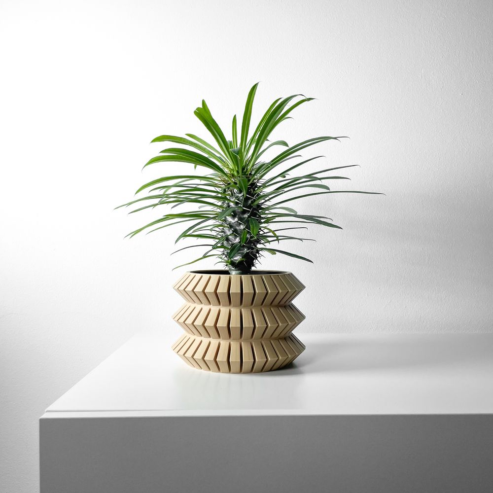 Cache-pot Sivat imprimé en 3D - pot de fleurs design 15 cm, décoration intérieure contemporaine, fabriqué en France — impression 3D par Manu3D