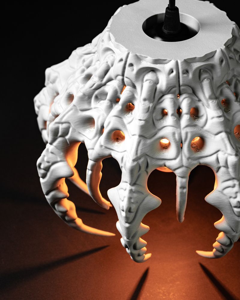 Suspension Skeletal imprimée en 3D - abat-jour ajouré design 23 cm, décoration intérieure contemporaine, fabriquée en France — impression 3D par Manu3D