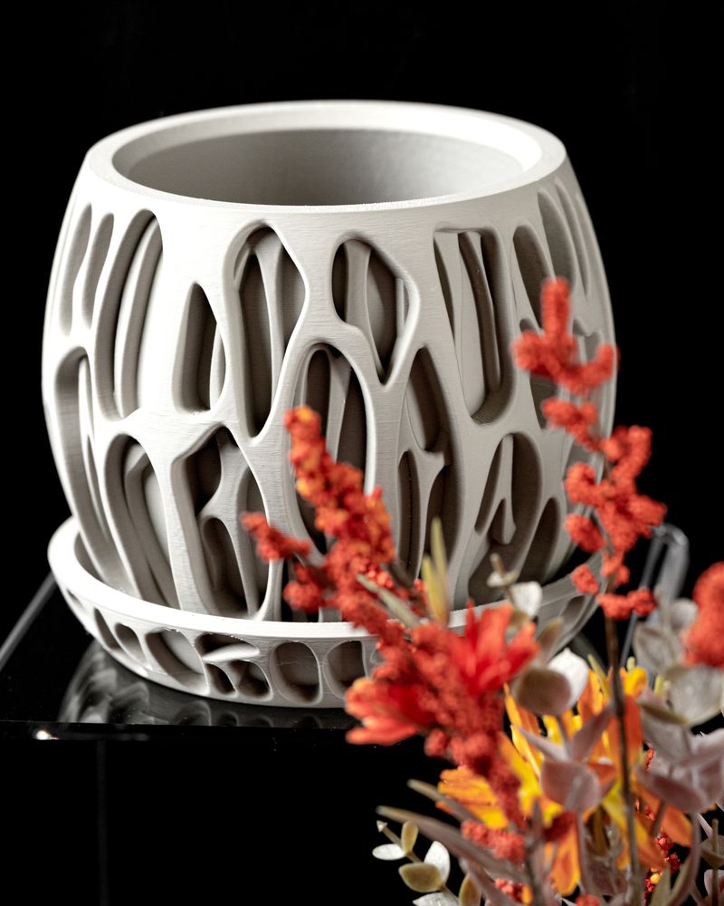 Cache-pot Slime imprimé en 3D - pot de fleurs design 15 cm, décoration intérieure contemporaine, fabriqué en France — impression 3D par Manu3D