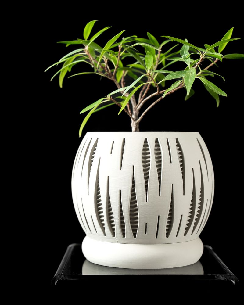 Cache-pot Split imprimé en 3D - pot de fleurs design 15 cm, décoration intérieure contemporaine, fabriqué en France — impression 3D par Manu3D