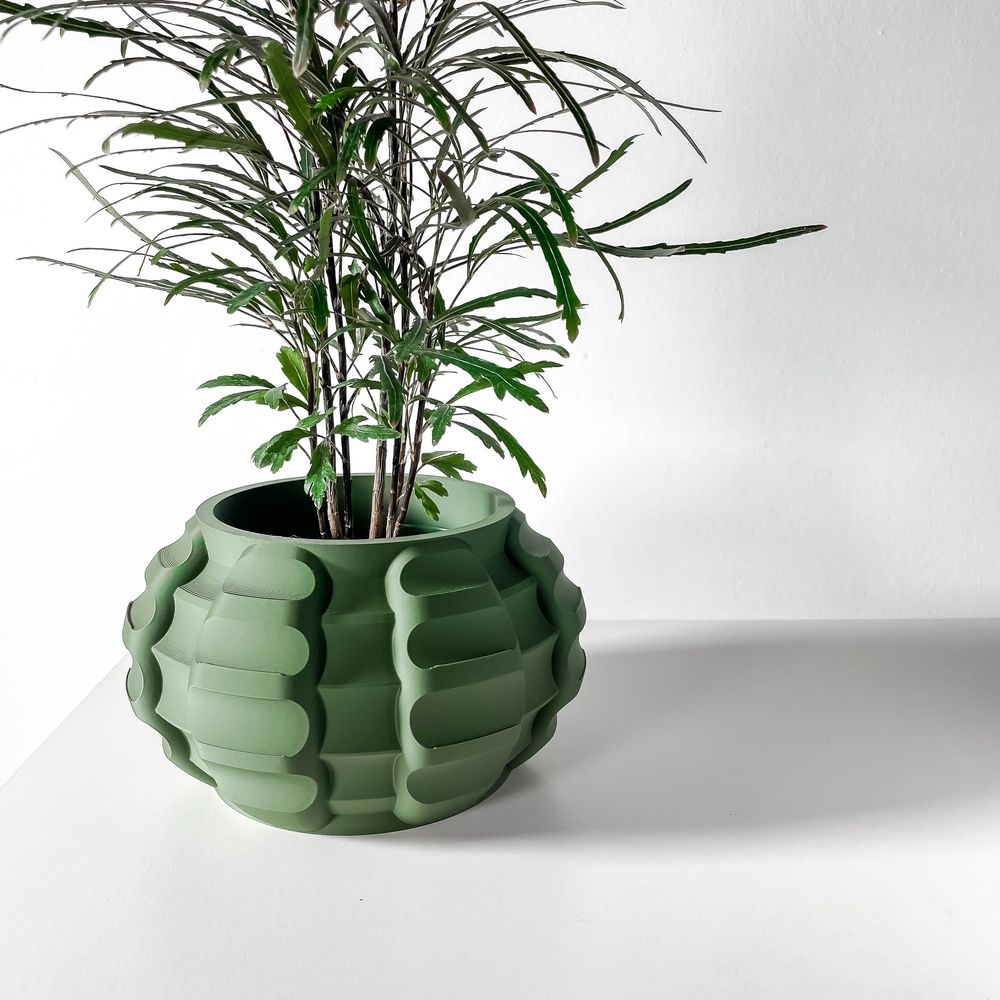 Cache-pot Jute imprimé en 3D - pot de fleurs design 12 cm, décoration intérieure contemporaine, fabriqué en France — impression 3D par Manu3D