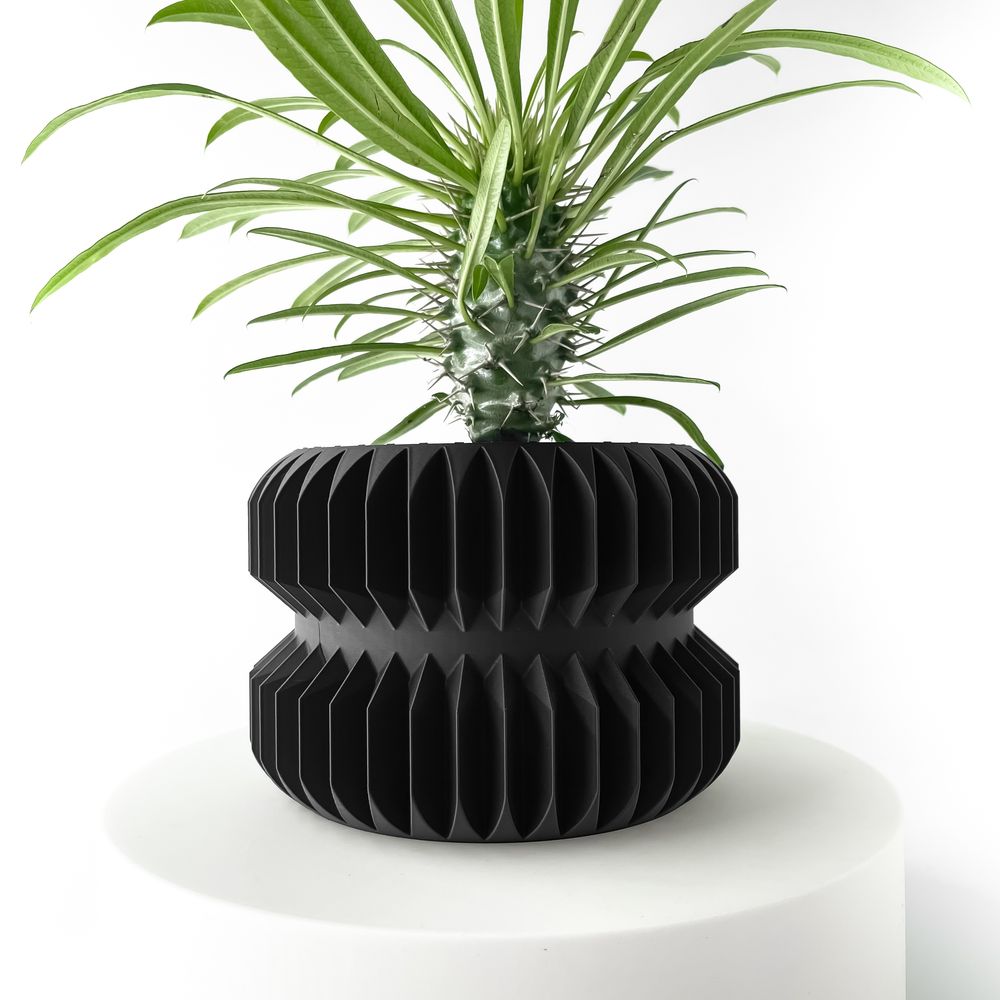 Cache-pot Pilas imprimé en 3D - pot de fleurs design 15 cm (147 mm), décoration intérieure contemporaine, fabriqué en France — impression 3D par Manu3D