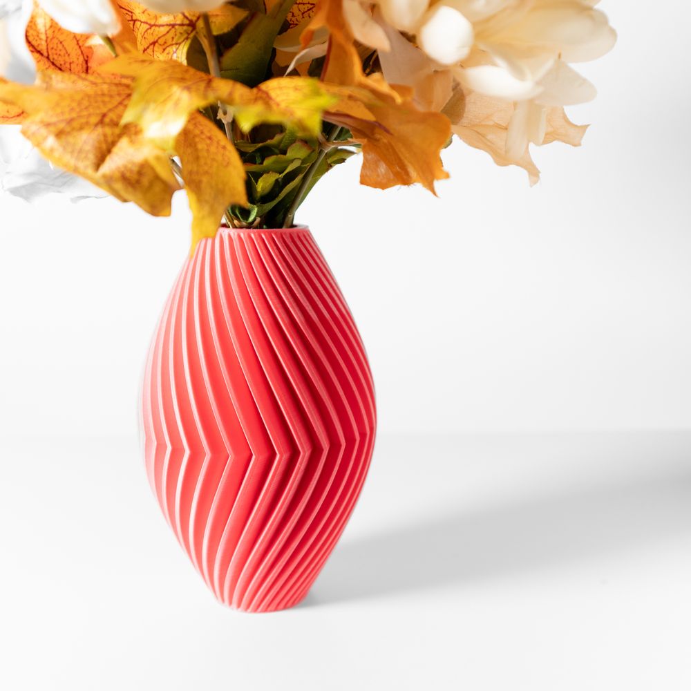 Vase Soko imprimé en 3D - vase à fleurs design 18 cm, décoration intérieure contemporaine, fabriqué en France — impression 3D par Manu3D