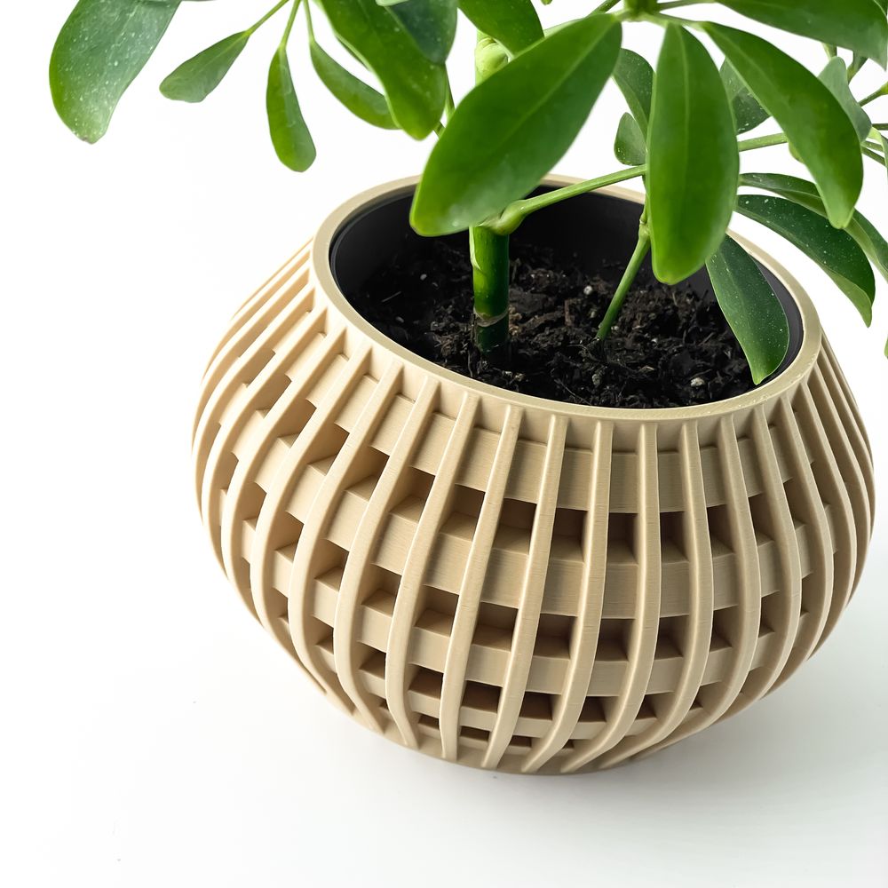 Cache-pot Usio imprimé en 3D - pot de fleurs design 17 cm, décoration intérieure contemporaine, fabriqué en France — impression 3D par Manu3D