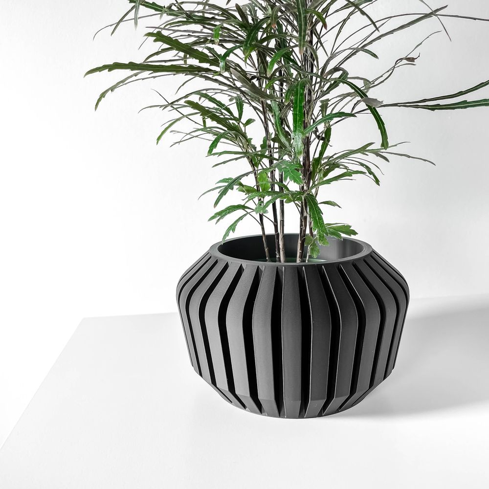 Cache-pot Vaki imprimé en 3D - pot de fleurs design 12 cm, décoration intérieure contemporaine, fabriqué en France — impression 3D par Manu3D