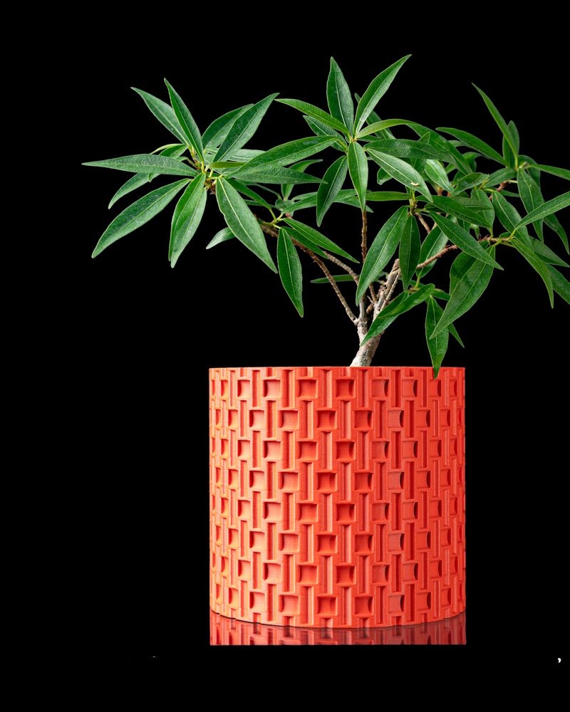 Cache-pot Tile imprimé en 3D - pot de fleurs design 12 cm, décoration intérieure contemporaine, fabriqué en France — impression 3D par Manu3D
