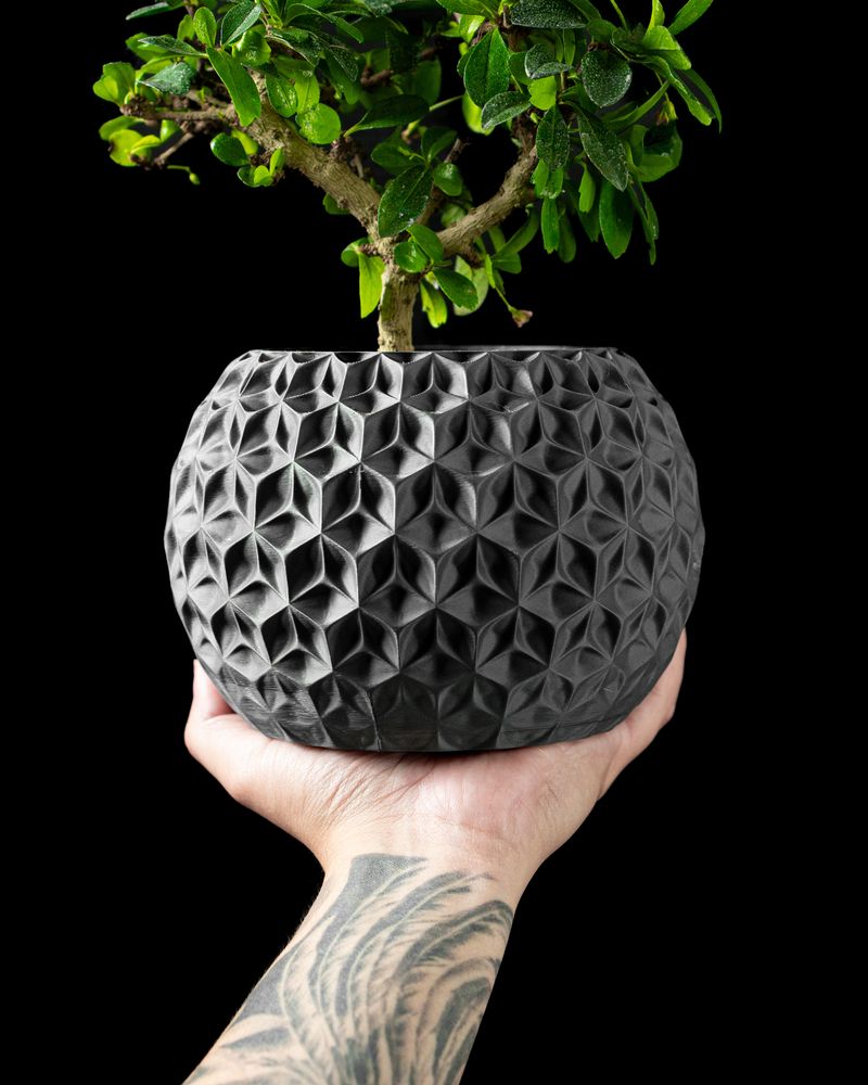 Cache-pot Trihex imprimé en 3D - pot de fleurs design 17 cm, décoration intérieure contemporaine, fabriqué en France — impression 3D par Manu3D