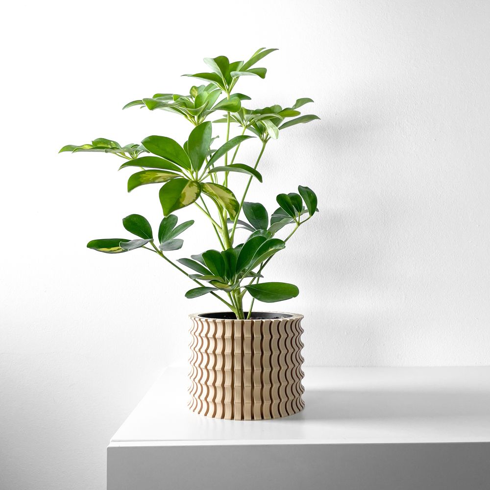 Cache-pot Tulam imprimé en 3D - pot de fleurs design 14 cm, décoration intérieure contemporaine, fabriqué en France — impression 3D par Manu3D