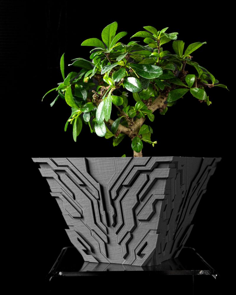 Cache-pot Uplink imprimé en 3D - pot de fleurs design 17 cm, décoration intérieure contemporaine, fabriqué en France — impression 3D par Manu3D