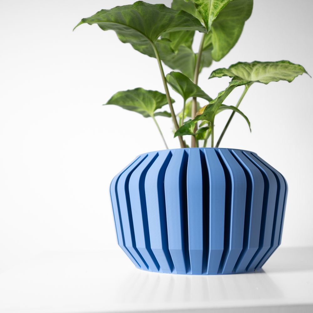 Cache-pot Vaki imprimé en 3D - pot de fleurs design 12 cm (115 mm), décoration intérieure contemporaine, fabriqué en France — impression 3D par Manu3D