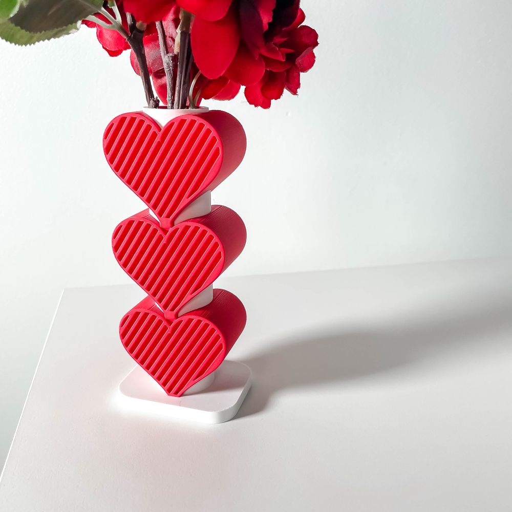 Vase Valentine imprimé en 3D - vase à fleurs design 26 cm, décoration intérieure contemporaine, fabriqué en France — impression 3D par Manu3D