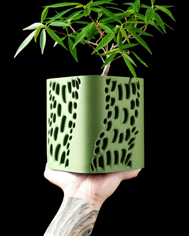 Cache-pot Vapor imprimé en 3D - pot de fleurs design 14 cm, décoration intérieure contemporaine, fabriqué en France — impression 3D par Manu3D