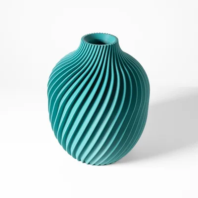 Vase Kivan imprimé en 3D - vase à fleurs design strié 15 x 18 cm, décoration intérieure moderne, fabriqué en France — impression 3D par Manu3D