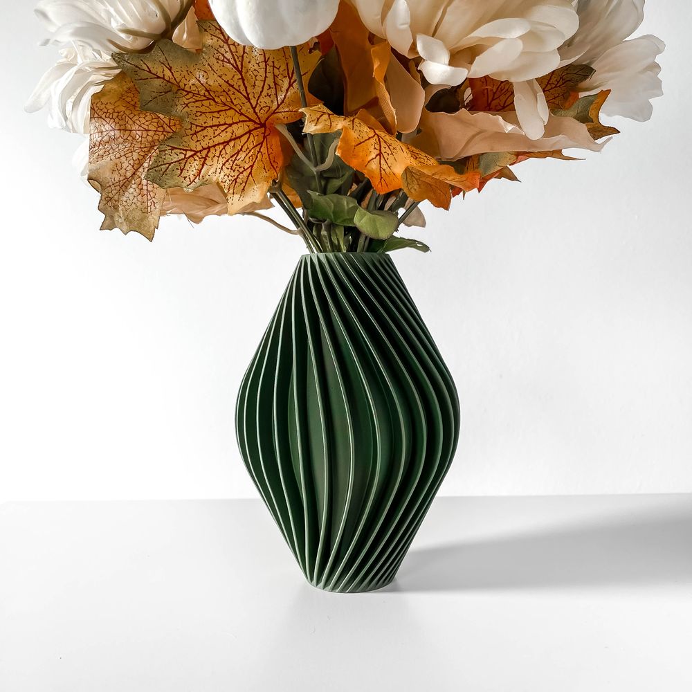 Vase Vati imprimé en 3D - vase à fleurs design 31 cm, décoration intérieure contemporaine, fabriqué en France — impression 3D par Manu3D