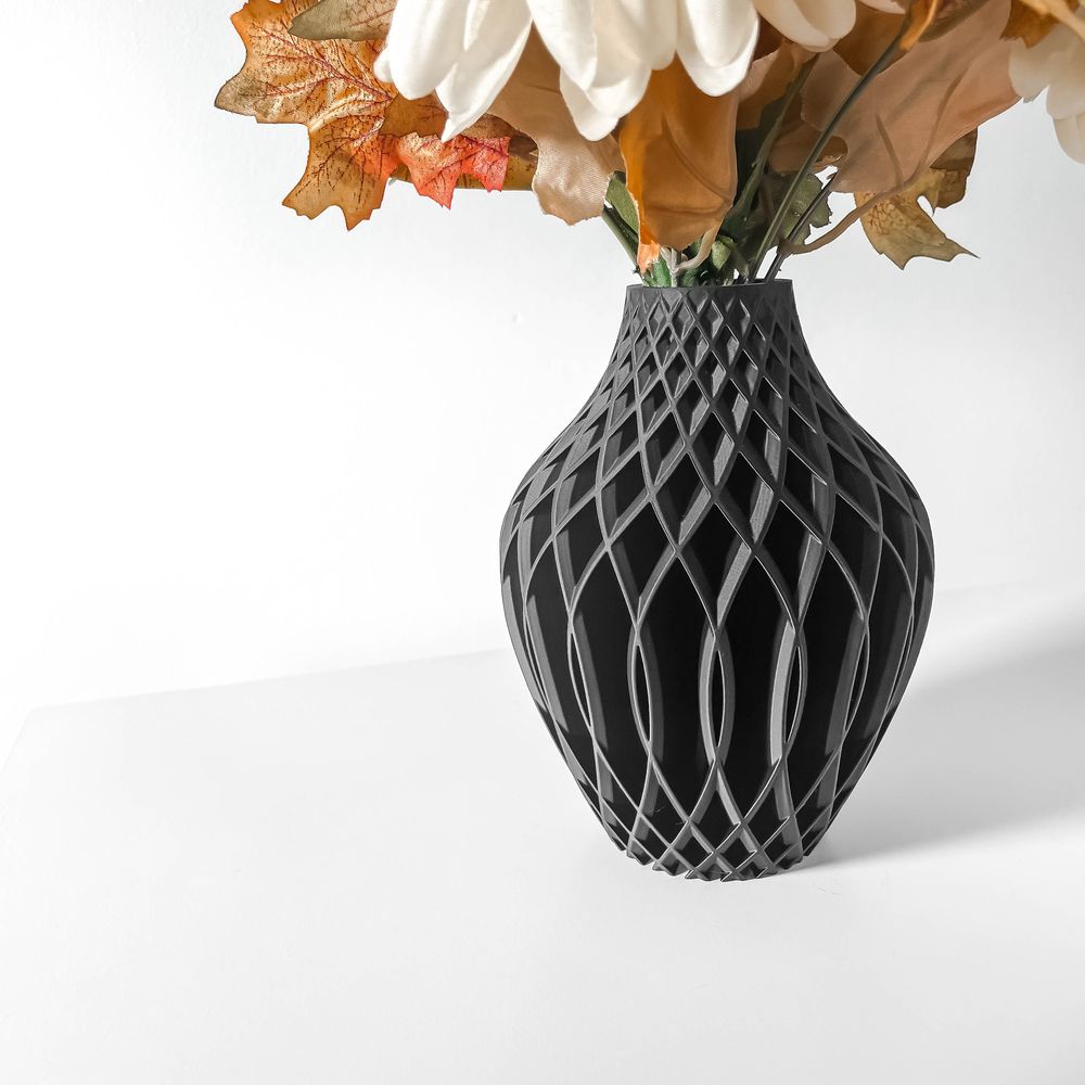 Vase Vika imprimé en 3D - vase à fleurs design 31 cm, décoration intérieure contemporaine, fabriqué en France — impression 3D par Manu3D