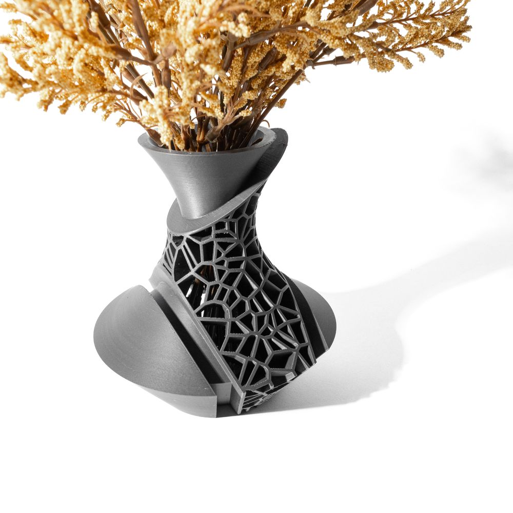 Vase Vori imprimé en 3D - vase à fleurs design 18 cm, décoration intérieure contemporaine, fabriqué en France — impression 3D par Manu3D