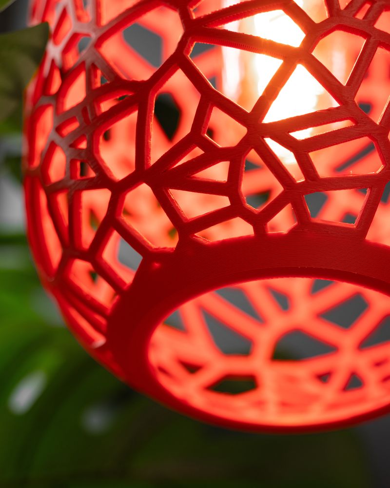 Suspension Vori n°2 imprimée en 3D - abat-jour ajouré design 19 cm, décoration intérieure contemporaine, fabriquée en France — impression 3D par Manu3D