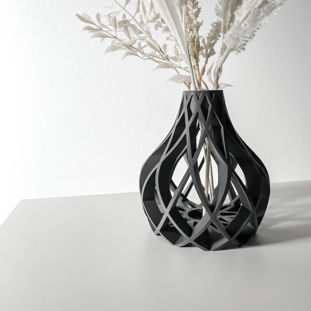 Vase Vukan imprimé en 3D - vase à fleurs design 31 cm, décoration intérieure contemporaine, fabriqué en France — impression 3D par Manu3D