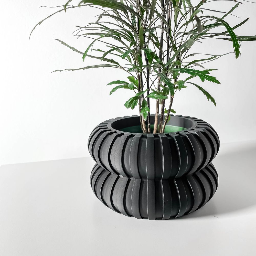Cache-pot Wali imprimé en 3D - pot de fleurs design 18 cm, décoration intérieure contemporaine, fabriqué en France — impression 3D par Manu3D
