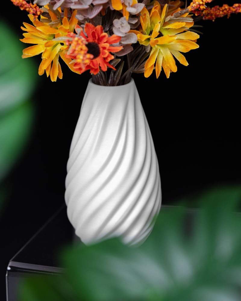 Vase Wave imprimé en 3D - vase à fleurs design 20 cm, décoration intérieure contemporaine, fabriqué en France — impression 3D par Manu3D