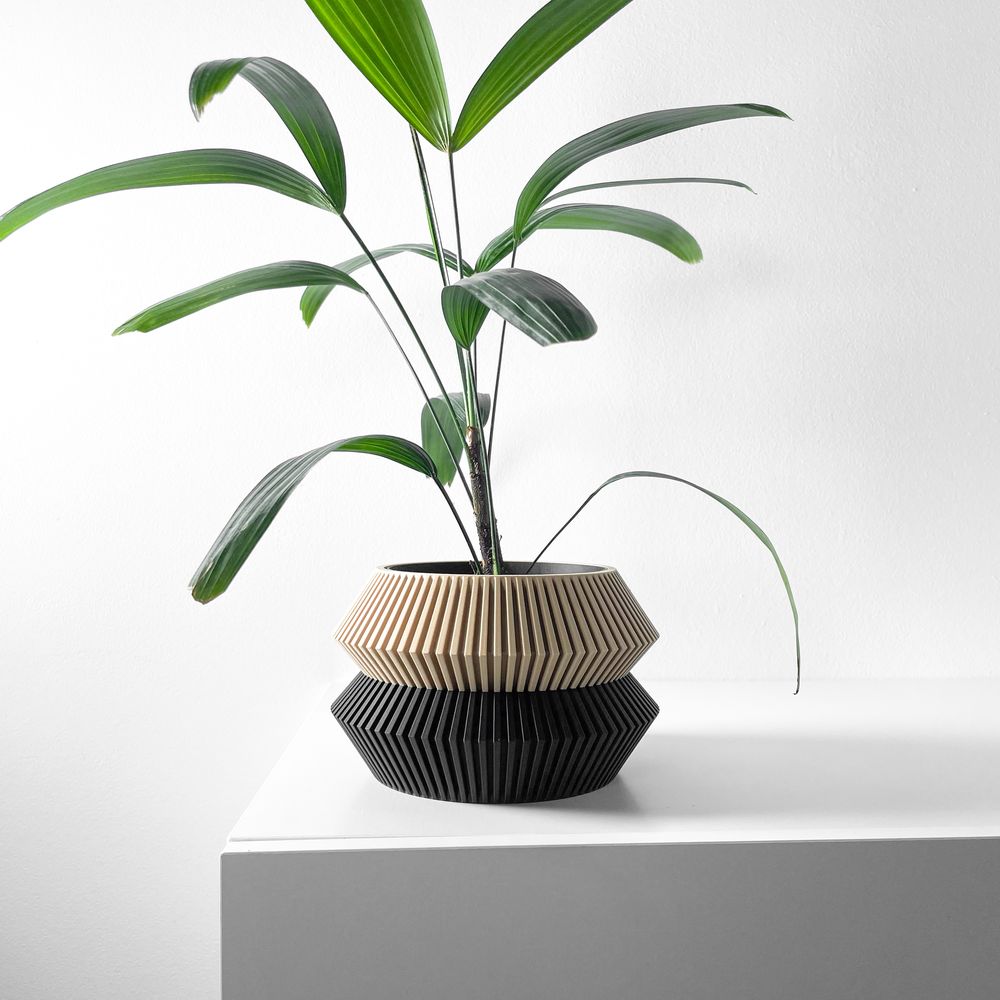 Cache-pot Wenra imprimé en 3D - pot de fleurs design 16 cm, décoration intérieure contemporaine, fabriqué en France — impression 3D par Manu3D