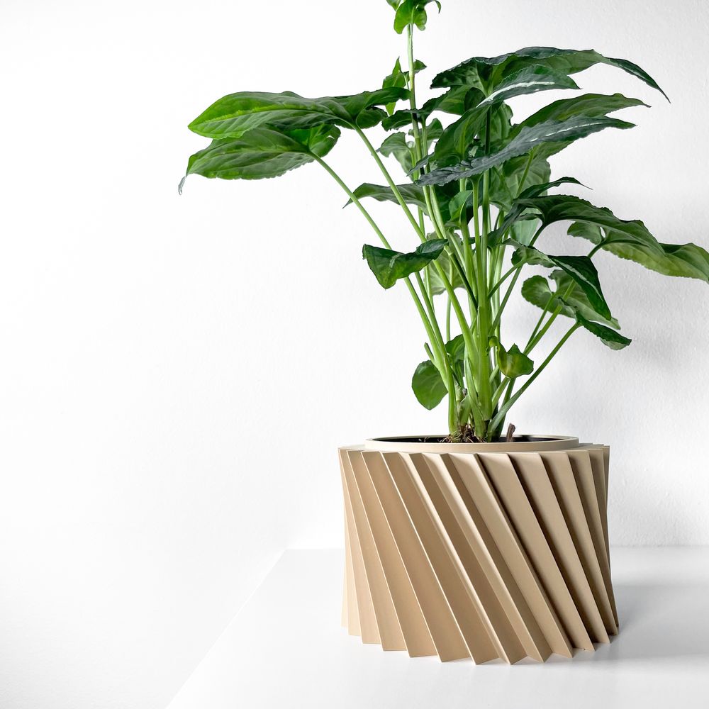 Cache-pot Wiron imprimé en 3D - pot de fleurs design 15 cm, décoration intérieure contemporaine, fabriqué en France — impression 3D par Manu3D