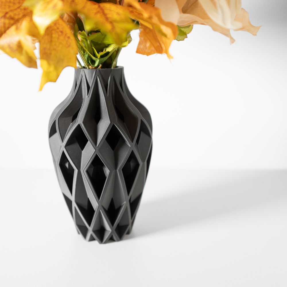 Vase Yano imprimé en 3D - vase à fleurs design 18 cm, décoration intérieure contemporaine, fabriqué en France — impression 3D par Manu3D