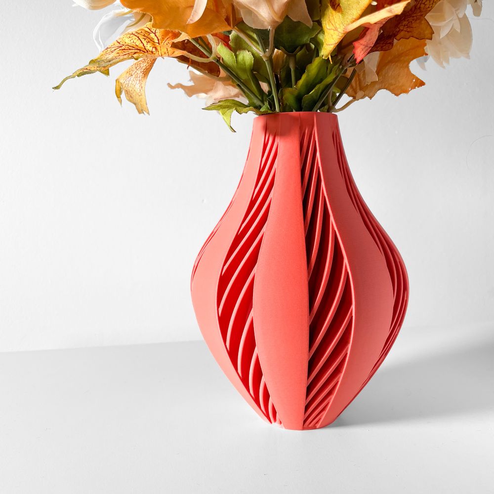Vase Yorio imprimé en 3D - vase à fleurs design 18 cm, décoration intérieure contemporaine, fabriqué en France — impression 3D par Manu3D