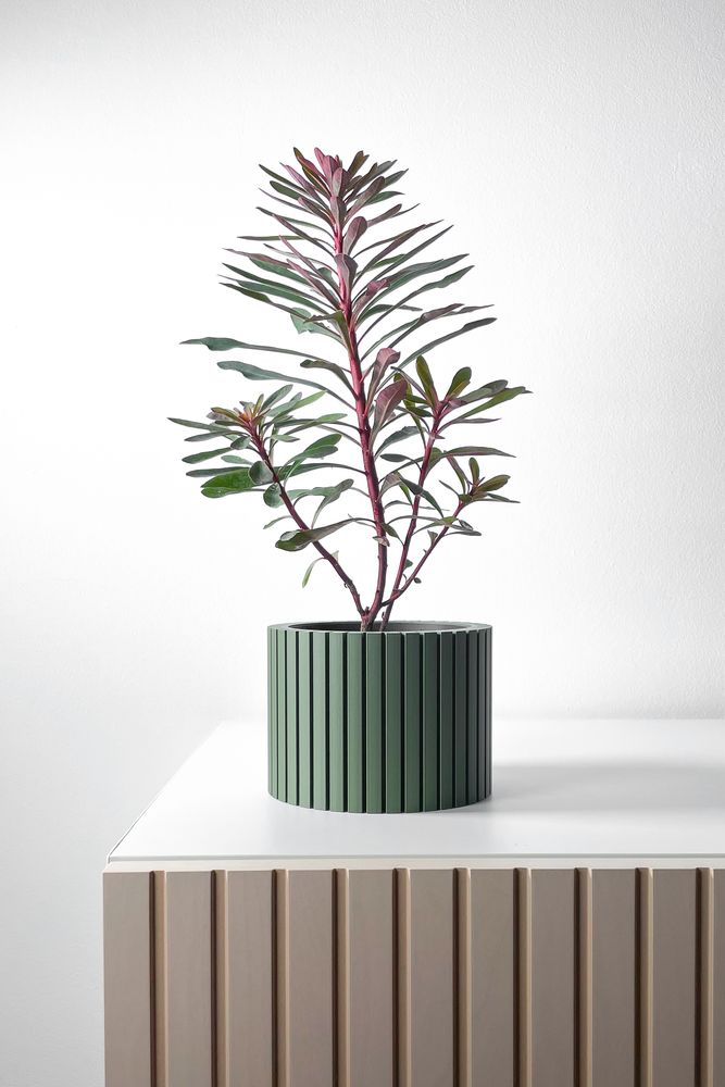 Cache-pot Zelno imprimé en 3D - pot de fleurs design 14 cm, décoration intérieure contemporaine, fabriqué en France — impression 3D par Manu3D